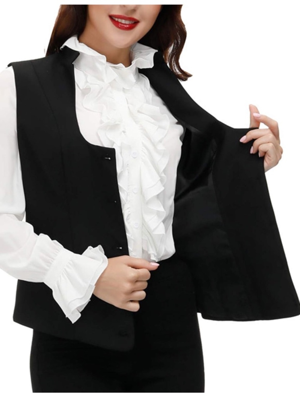 Kancy Kole Black Sleeveless Button Vest with Adjustable Fit Waist - Picture 7 of 8